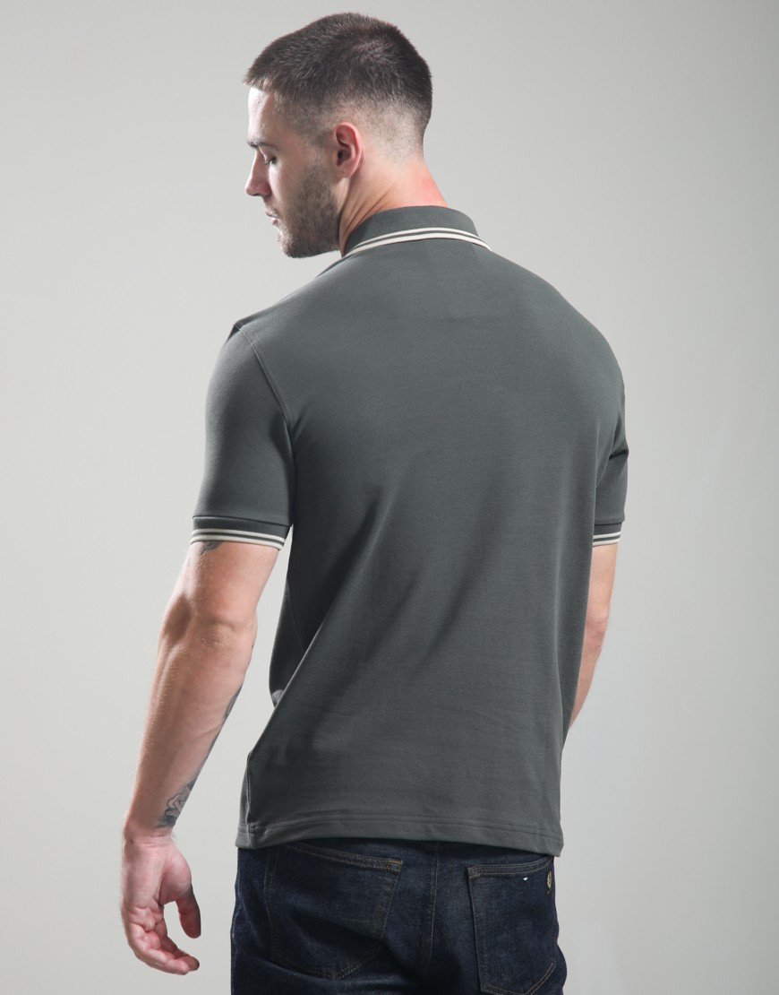 Fred Perry Twin Tipped Polo Shirt Field Green/Oatmeal