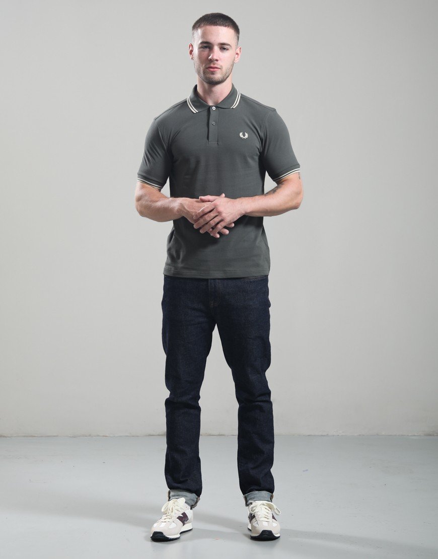 Fred Perry Twin Tipped Polo Shirt Field Green/Oatmeal