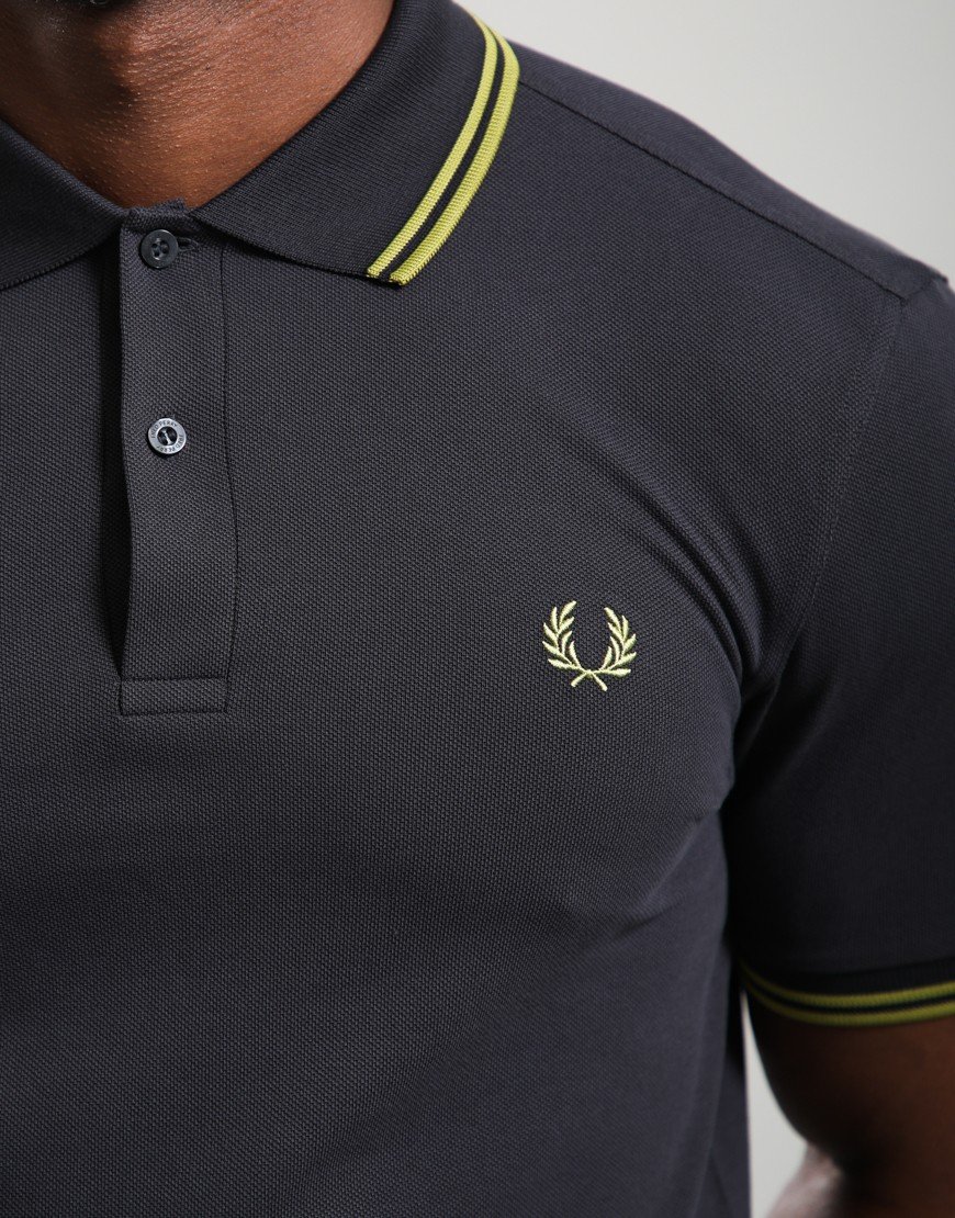 Fred Perry Twin Tipped Polo Shirt Anchor Grey/Tennis Ball Yellow Fred Perry Twin Tipped Polo Shirt Anchor Grey/Tennis Ball Yellow