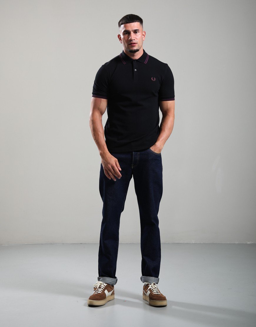 Fred Perry Twin Tipped Polo Shirt Black/Plum/Plum