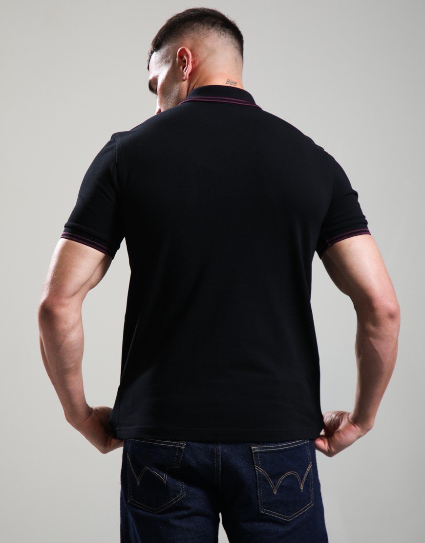 Fred Perry Twin Tipped Polo Shirt Black/Plum/Plum