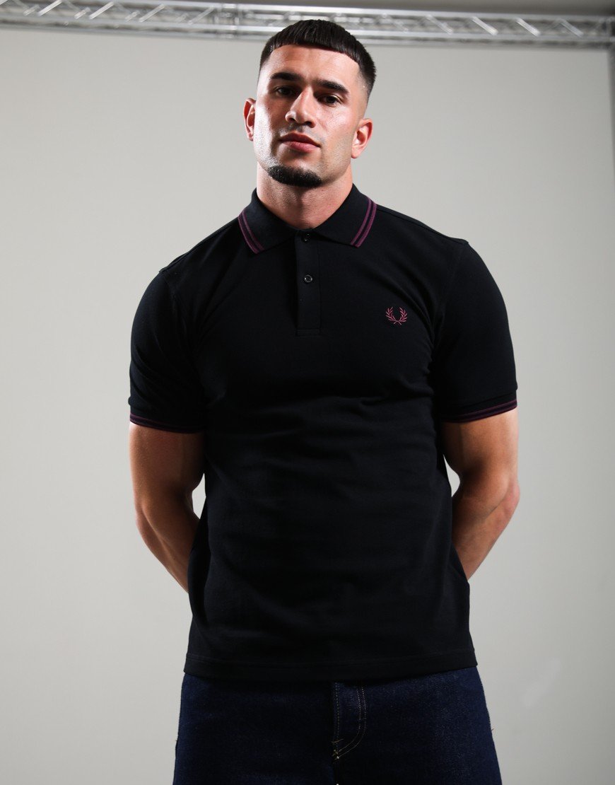 Fred Perry Twin Tipped Polo Shirt Black/Plum/Plum