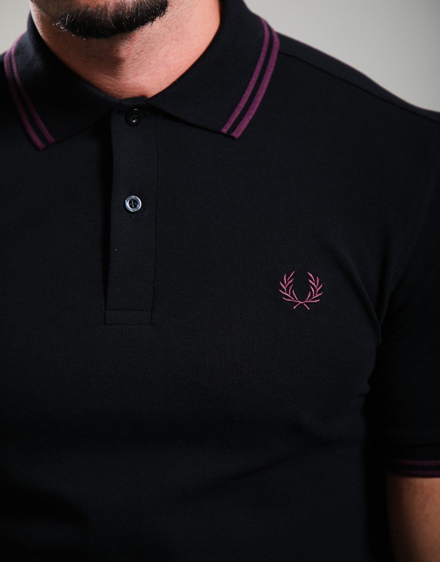 Fred Perry Twin Tipped Polo Shirt Black/Plum/Plum