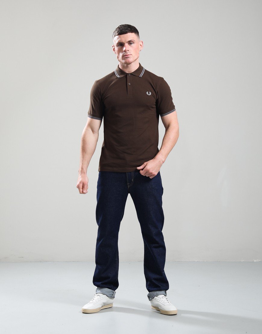 Fred Perry Twin Tipped Polo Shirt Burnt Tobacco/Stockport Blue