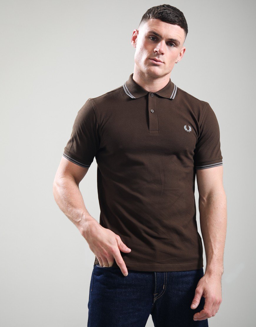 Fred Perry Twin Tipped Polo Shirt Burnt Tobacco/Stockport Blue