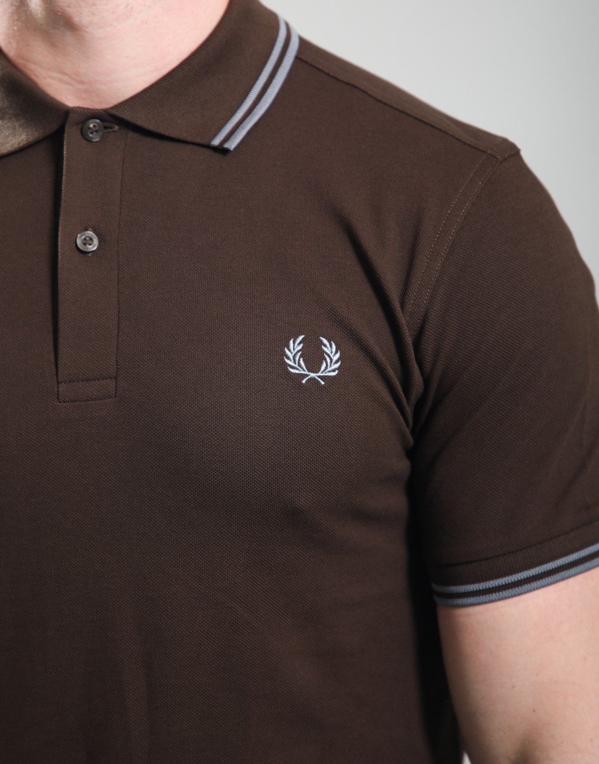Fred Perry Twin Tipped Polo Shirt Burnt Tobacco/Stockport Blue