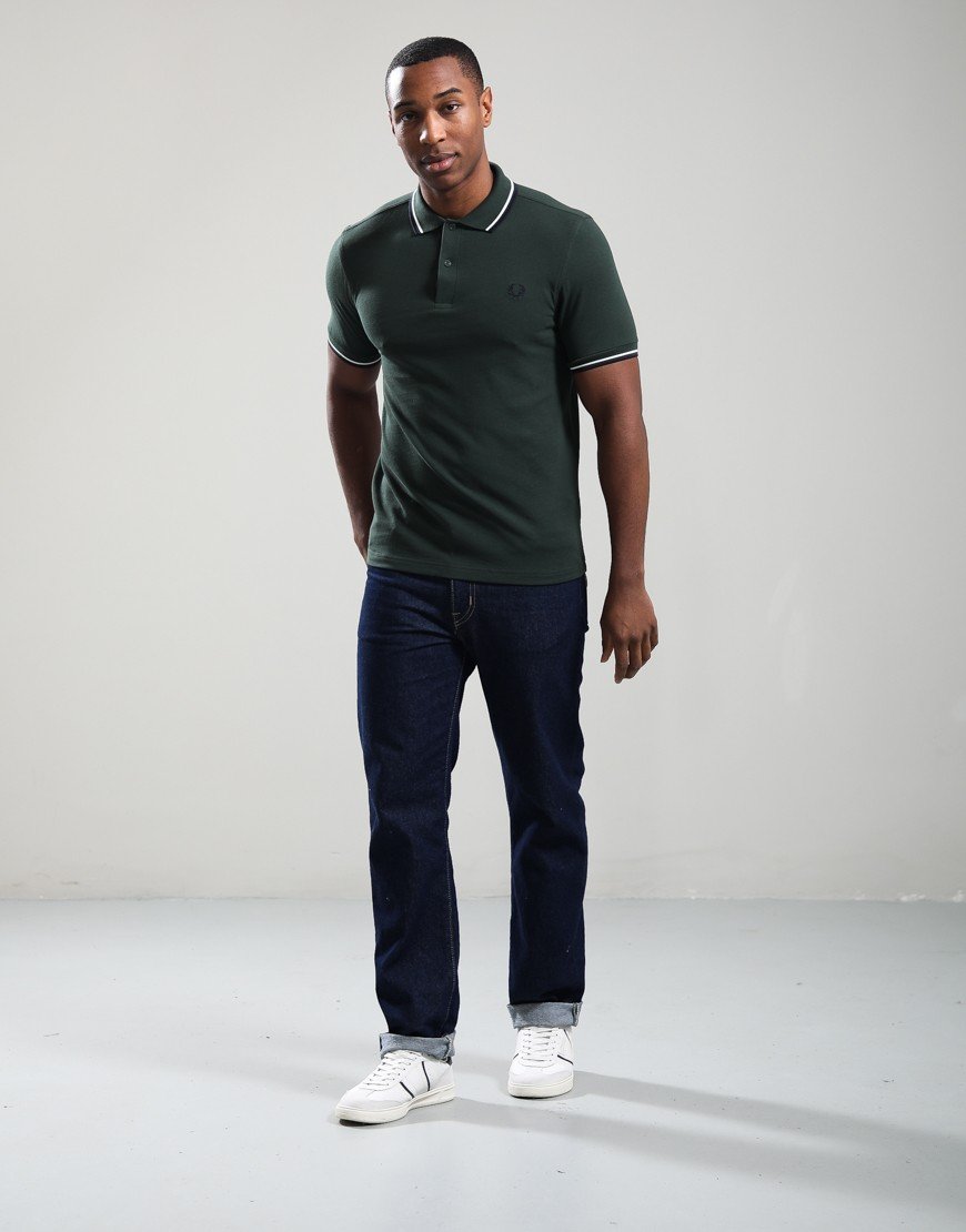 Fred Perry Twin Tipped Polo Shirt Court Green/Snow White/Navy