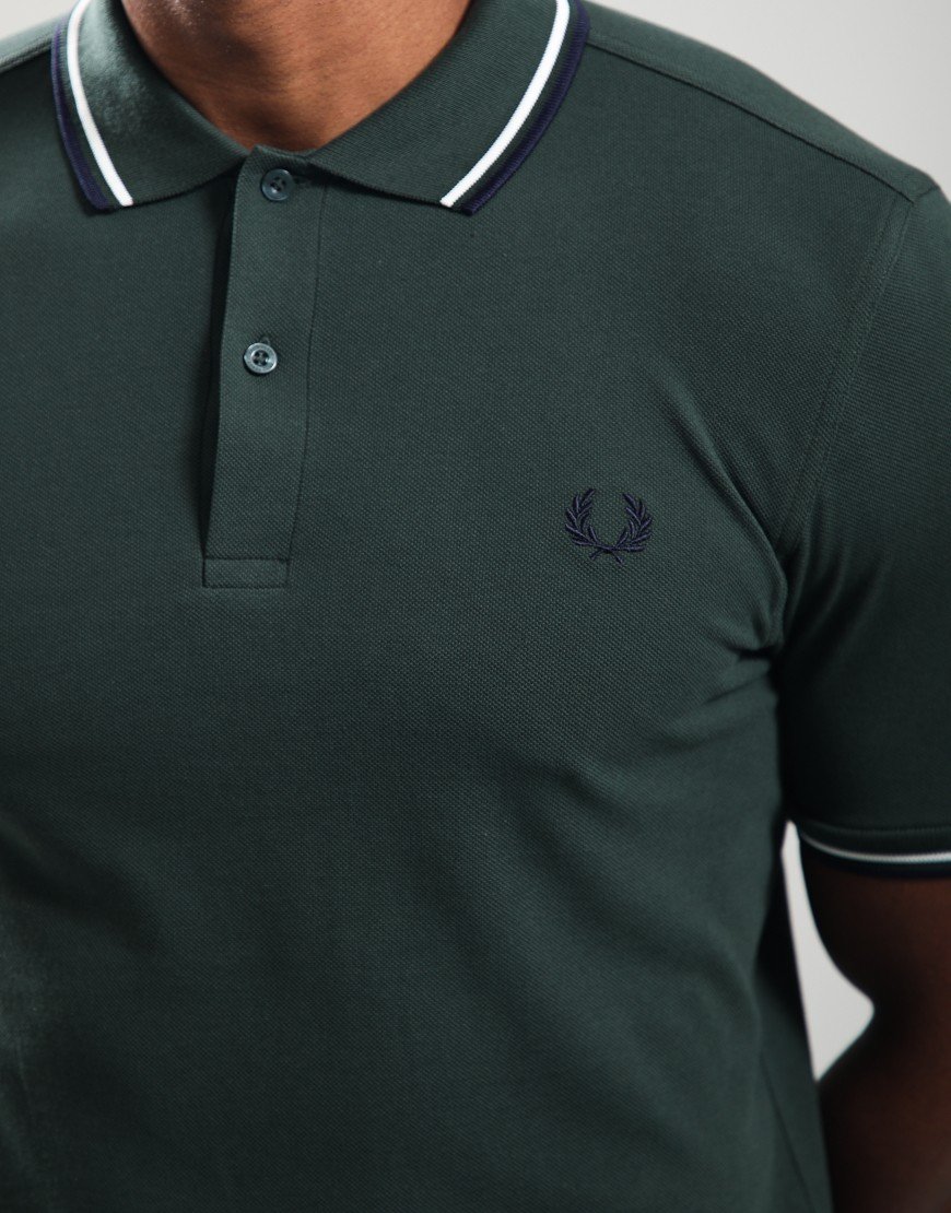 Fred Perry Twin Tipped Polo Shirt Court Green/Snow White/Navy