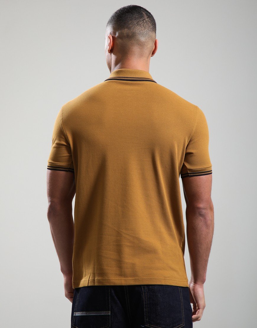 Fred Perry Twin Tipped Polo Shirt Dark Caramel/Navy