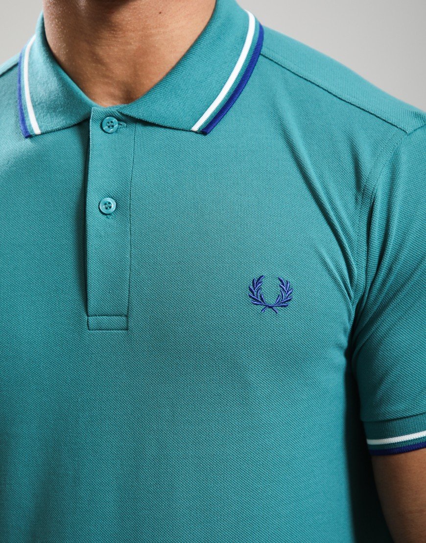 Fred Perry Twin Tipped Polo Shirt Deep Mint/Snow White/Sohec