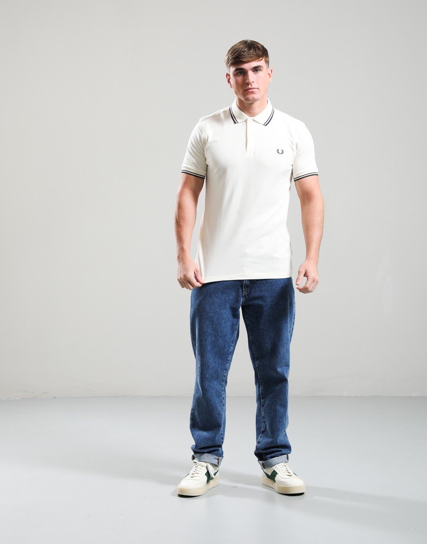 Fred Perry Twin Tipped Polo Shirt Ecru/Oxblood/Grass Roots