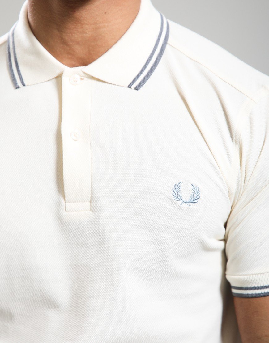 Fred Perry Twin Tipped Polo Shirt Ecru/Stockport Blue