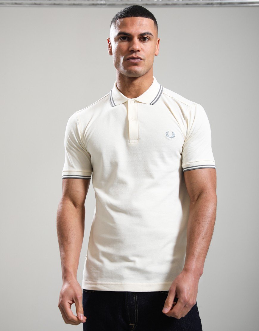 Fred Perry Twin Tipped Polo Shirt Ecru/Stockport Blue