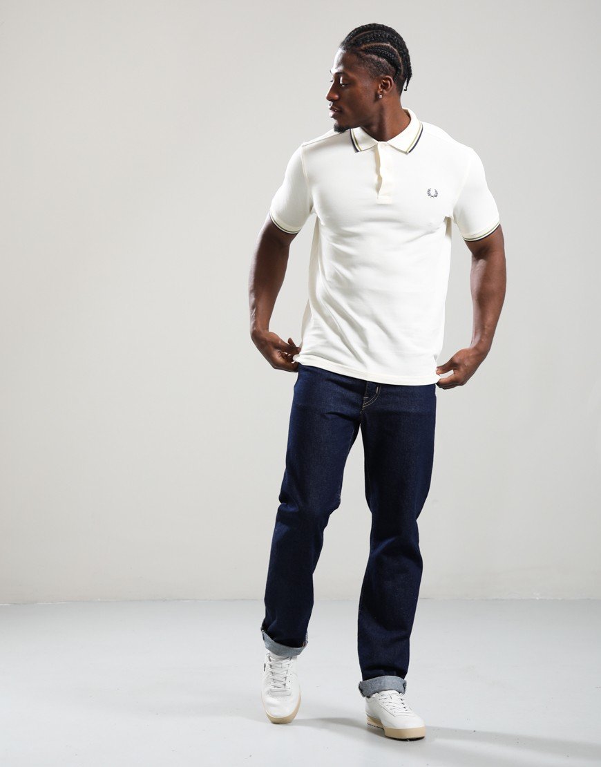 Fred Perry Twin Tipped Polo Shirt Ecru/Tennis Ball Yellow/Anchor Grey Fred Perry Twin Tipped Polo Shirt Ecru/Tennis Ball Yellow/Anchor Grey