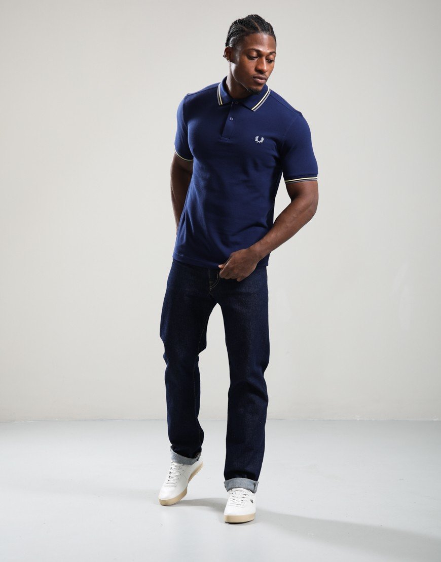 Fred Perry Twin Tipped Polo Shirt French Navy/Champion Gold/Stockport Blue Fred Perry Twin Tipped Polo Shirt French Navy/Champion Gold/Stockport Blue