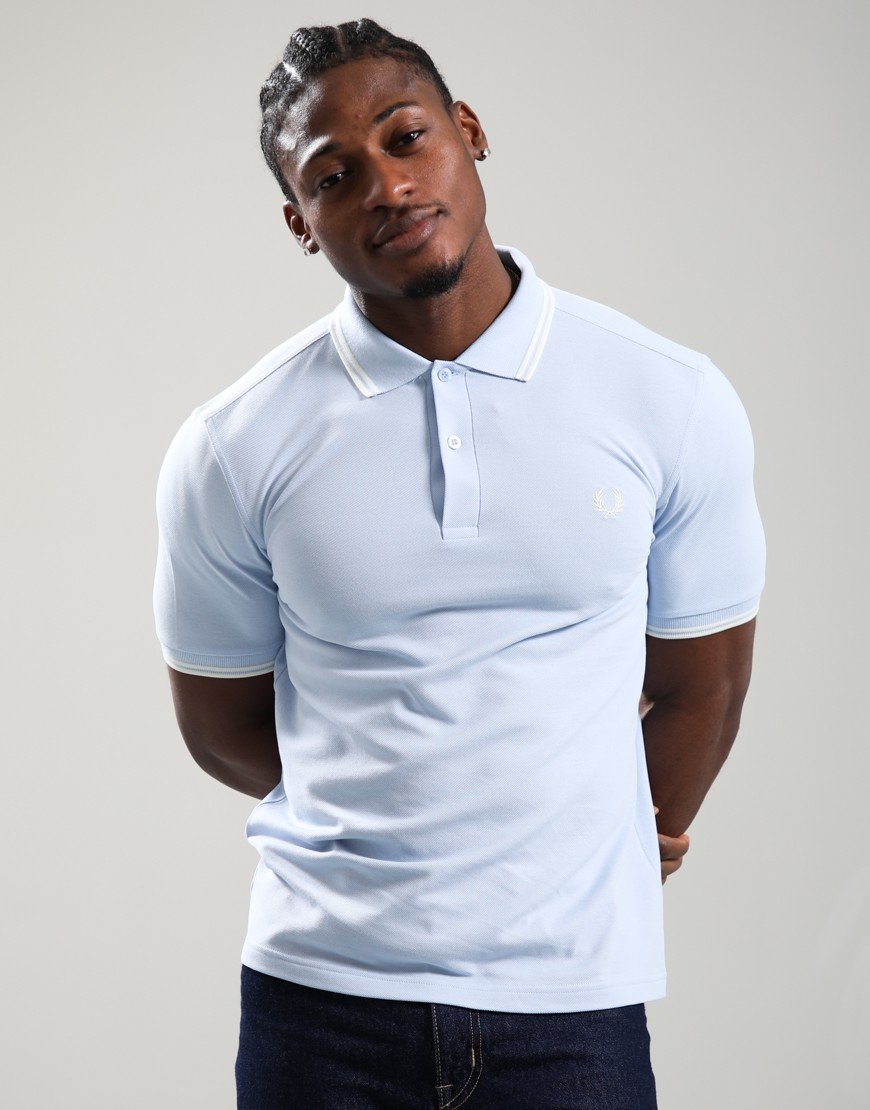 Fred Perry Twin Tipped Polo Shirt Light Smoke/Ecru Fred Perry Twin Tipped Polo Shirt Light Smoke/Ecru