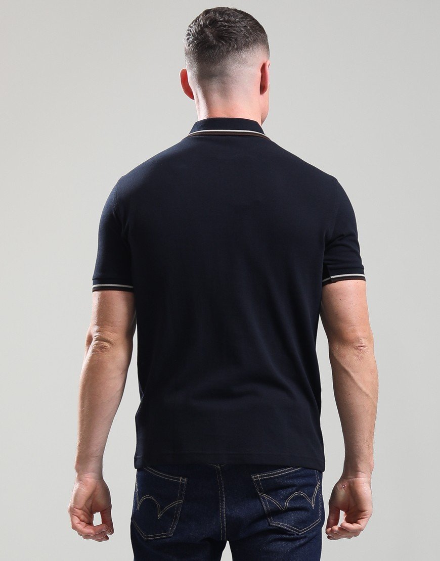 Fred Perry Twin Tipped Polo Shirt Navy/Warm Oatmeal/Burnt Tobacco
