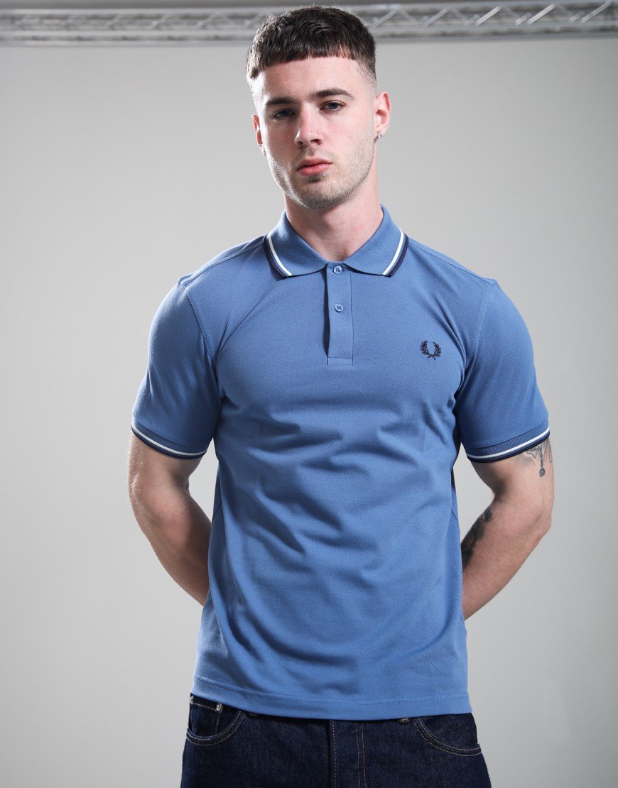 Fred Perry Twin Tipped Polo Shirt Ace Blue/Snow White/Tennis Blue