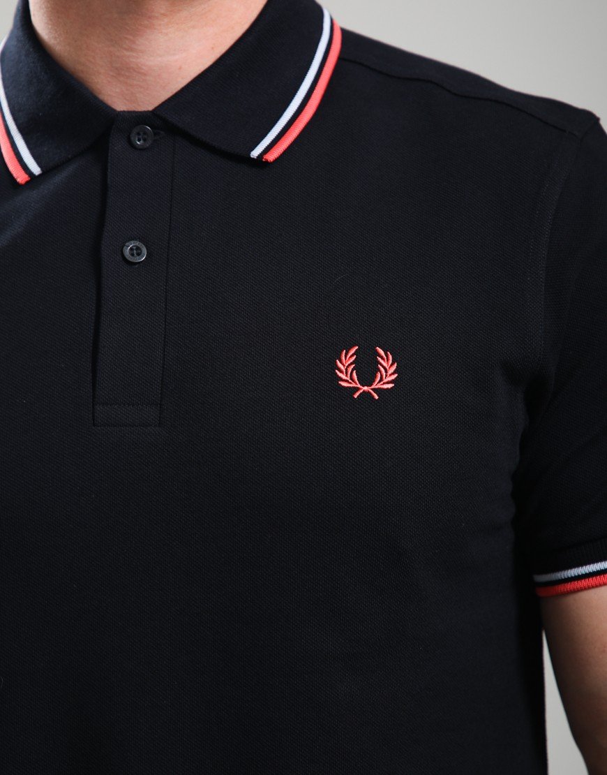 Fred Perry Twin Tipped Polo Shirt Black/Dusky Black/Strawberry Cream