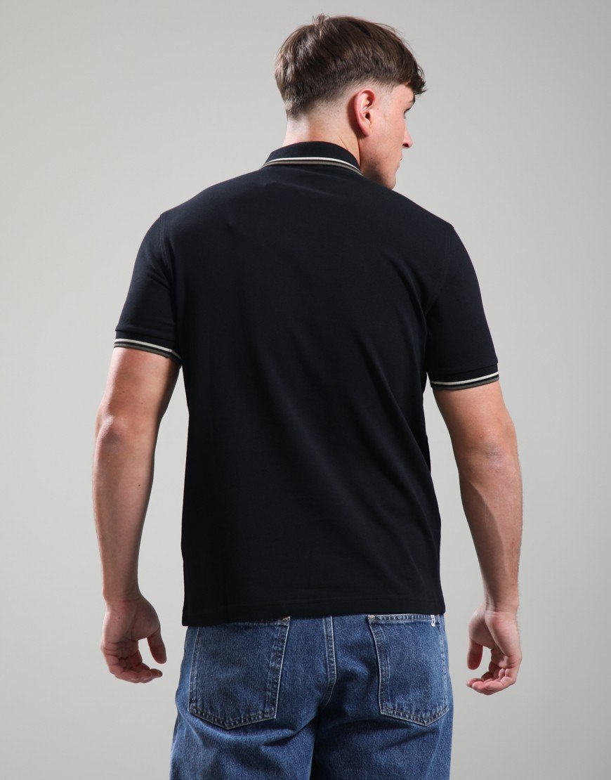 Fred Perry Twin Tipped Polo Shirt Black/Oatmeal/Laurel Wreath Green