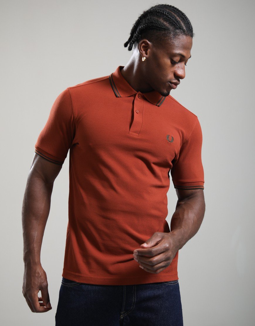 Fred Perry Twin Tipped Polo Shirt Brandy/Night Green