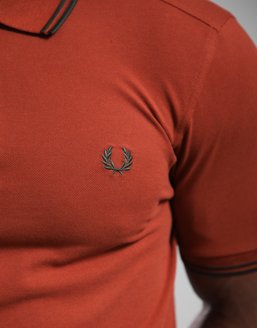 Fred Perry Twin Tipped Polo Shirt Brandy/Night Green