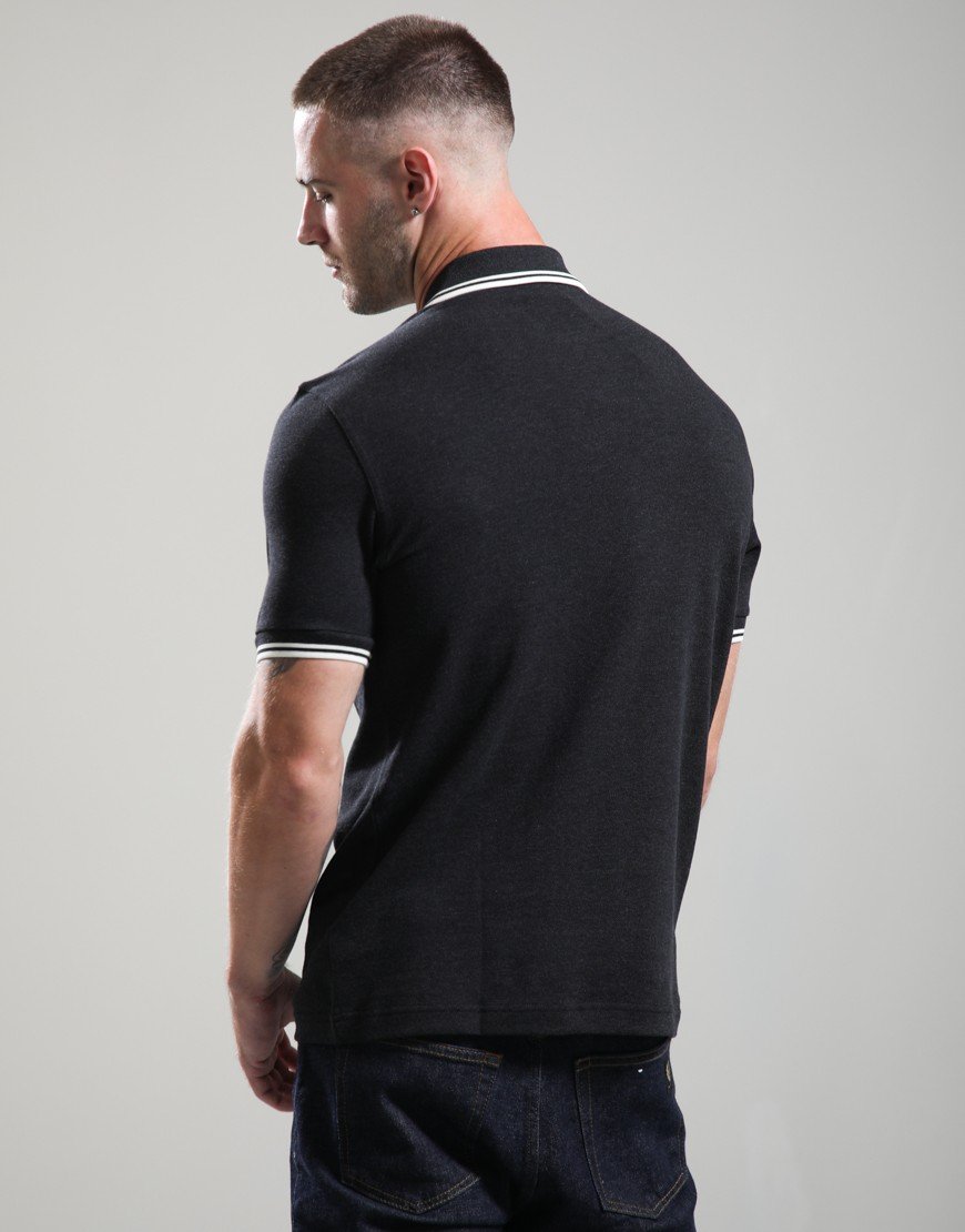 Fred Perry Twin Tipped Polo Shirt Charcoal Marl/Ecru