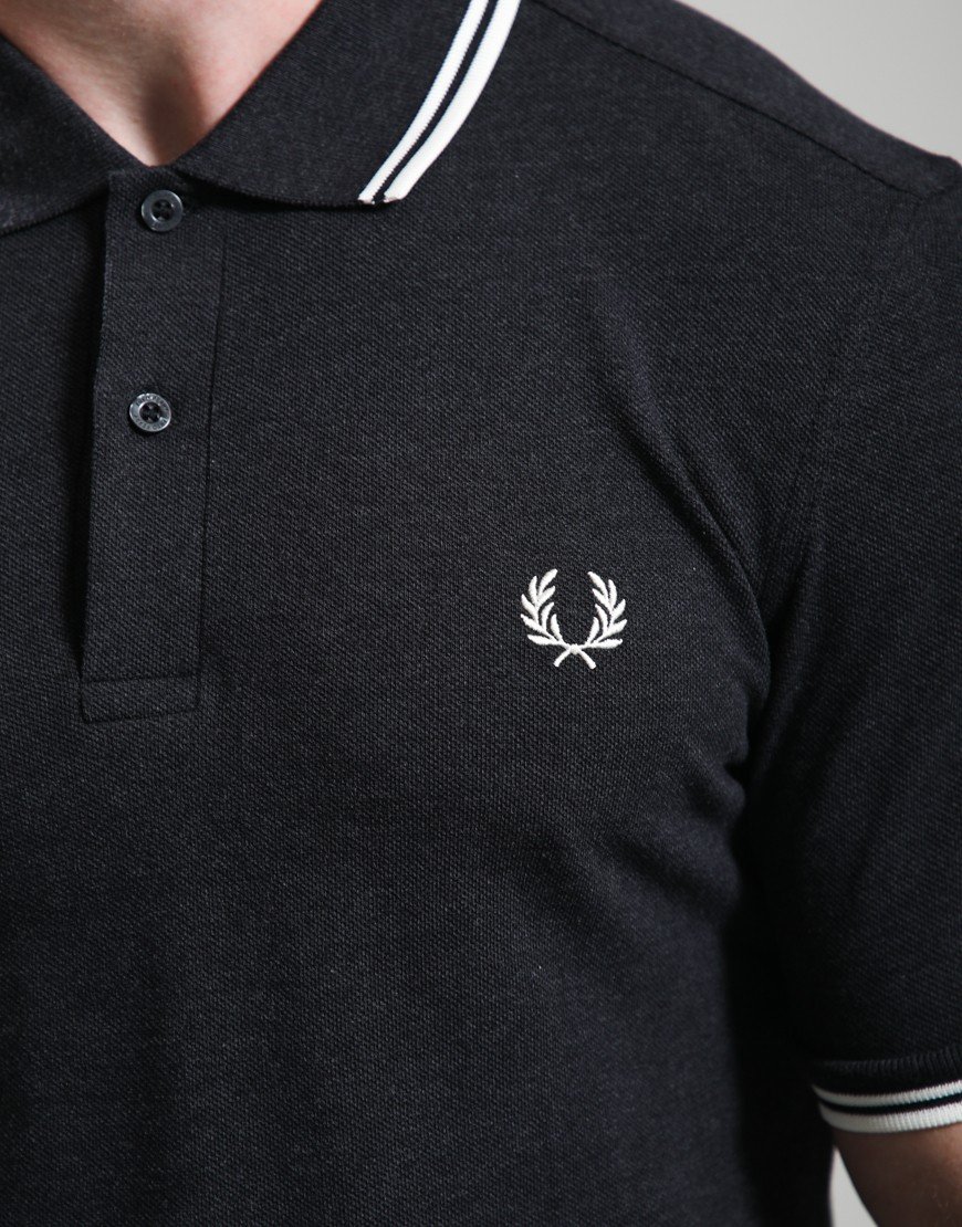 Fred Perry Twin Tipped Polo Shirt Charcoal Marl/Ecru