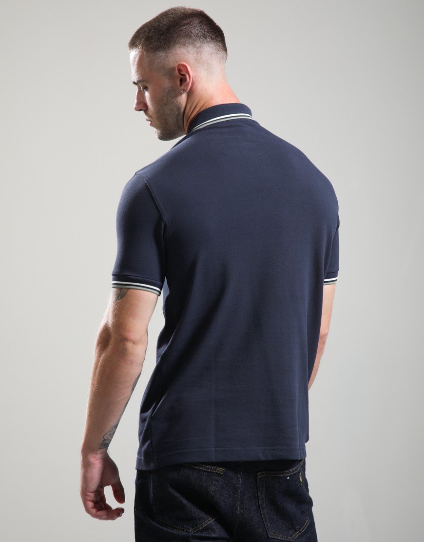 Fred Perry Twin Tipped Polo Shirt Dark Airforce/Ecru/Seagrass
