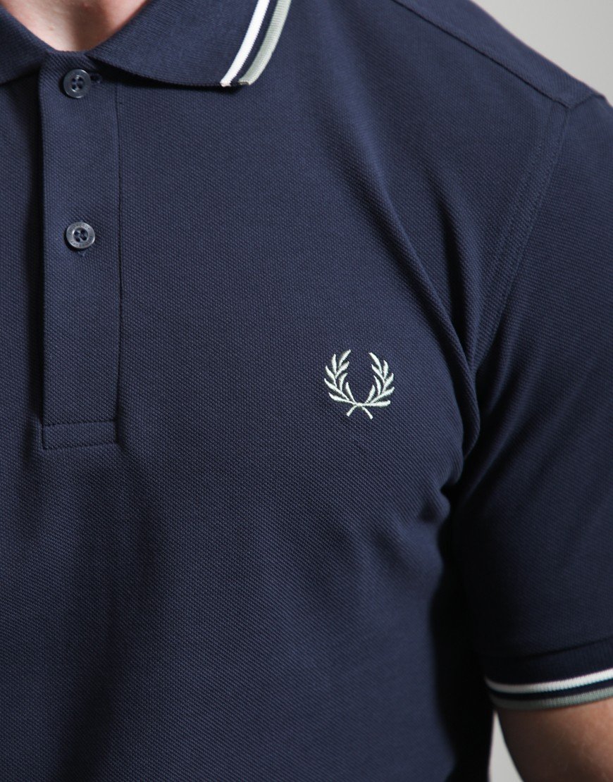Fred Perry Twin Tipped Polo Shirt Dark Airforce/Ecru/Seagrass