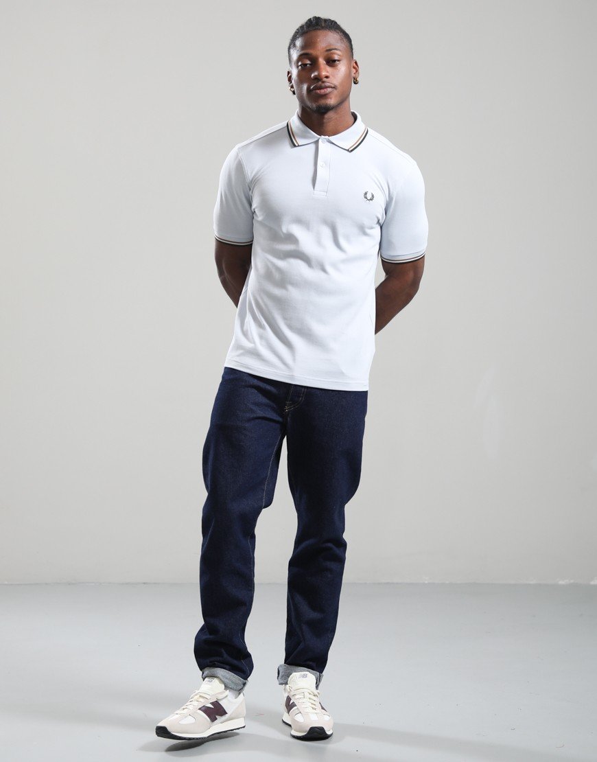 Fred Perry Twin Tipped Polo Shirt Dusky Blue/Dark Caramel/Night Green