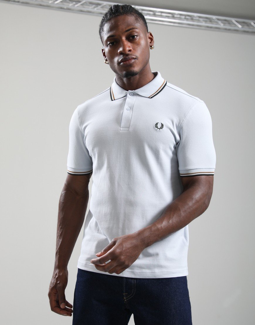 Fred Perry Twin Tipped Polo Shirt Dusky Blue/Dark Caramel/Night Green