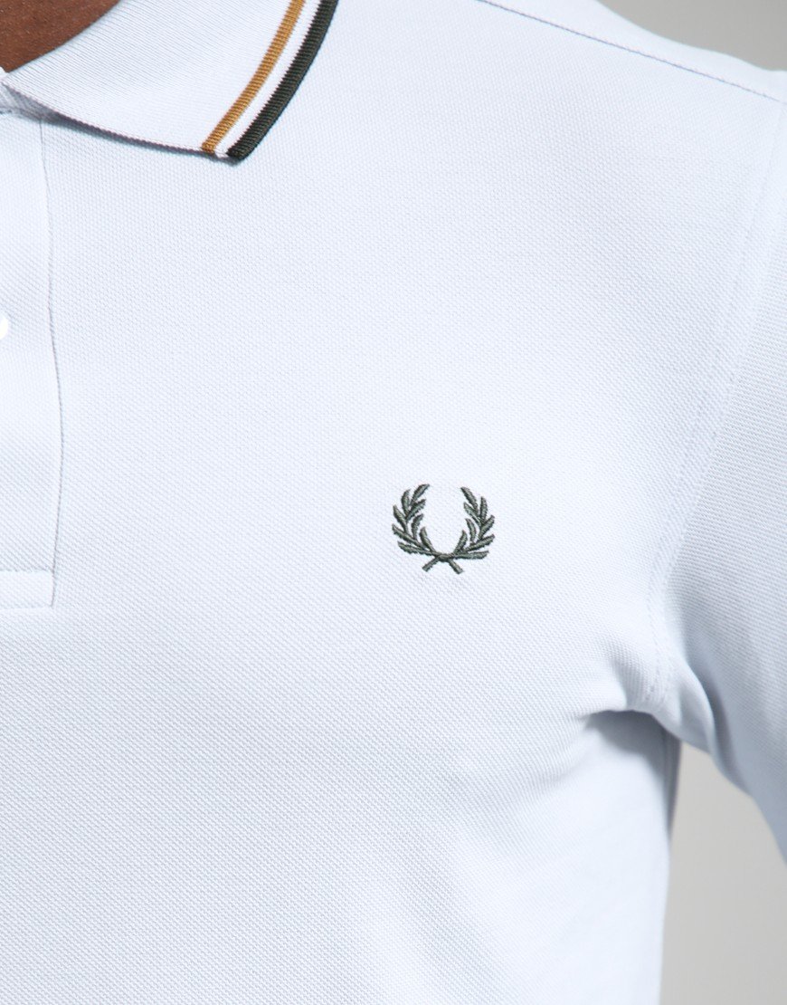 Fred Perry Twin Tipped Polo Shirt Dusky Blue/Dark Caramel/Night Green