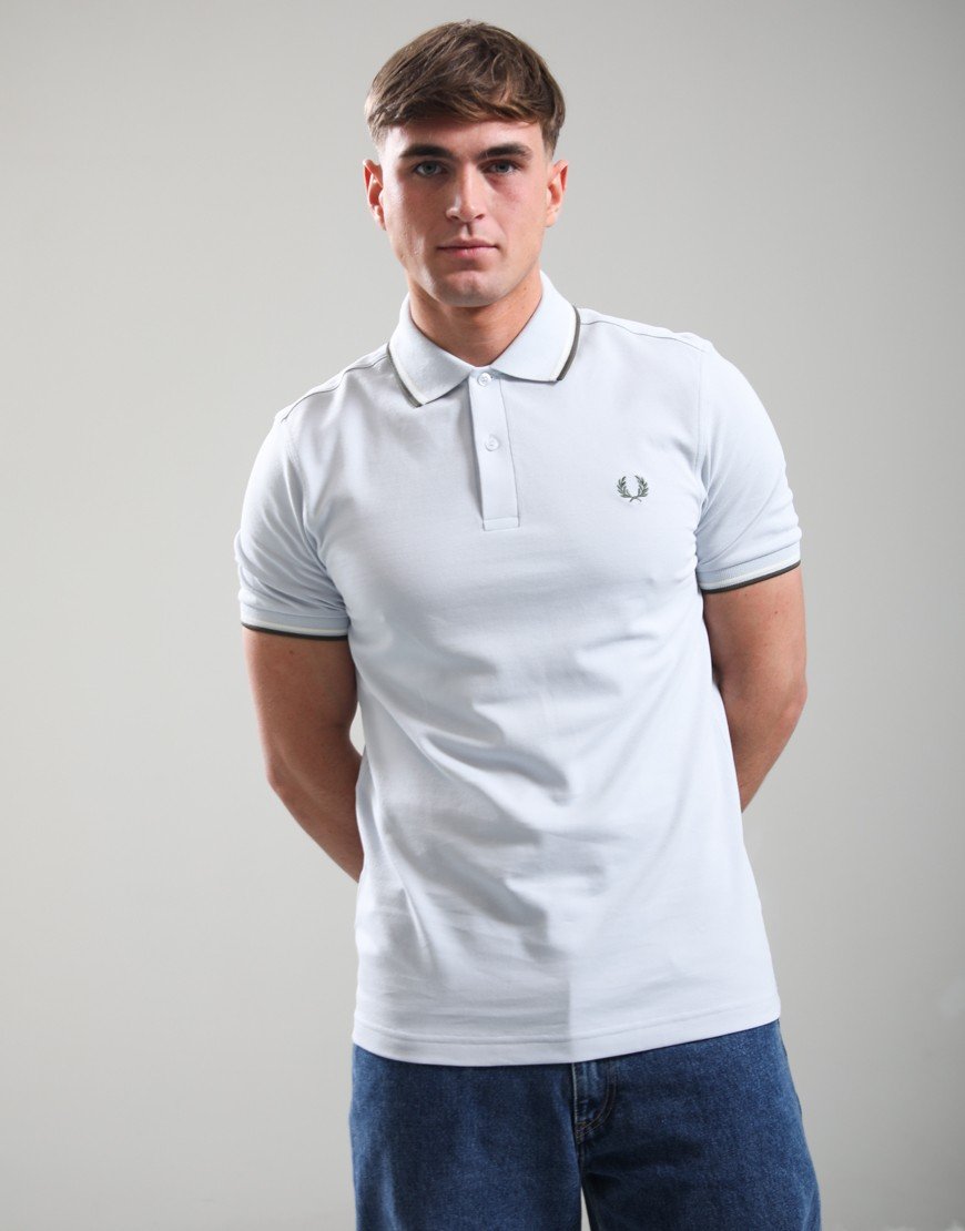 Fred Perry Twin Tipped Polo Shirt Dusky Blue/Ecru/Laurel Wreath Green