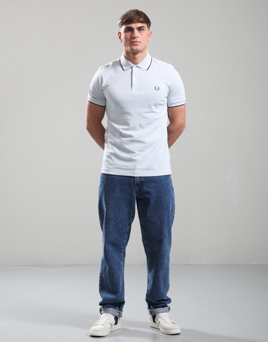 Fred Perry Twin Tipped Polo Shirt Dusky Blue/Ecru/Laurel Wreath Green