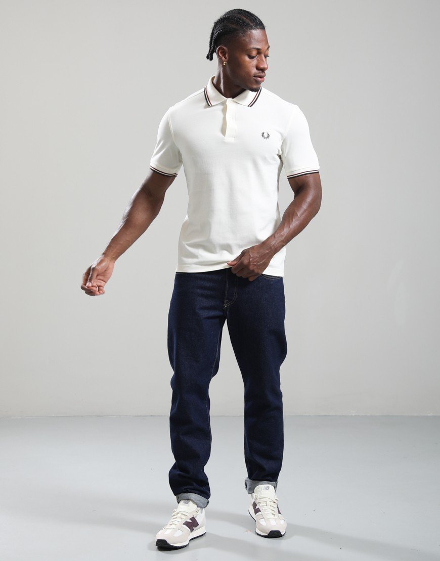 Fred Perry Twin Tipped Polo Shirt Ecru/Brandy/Night Green