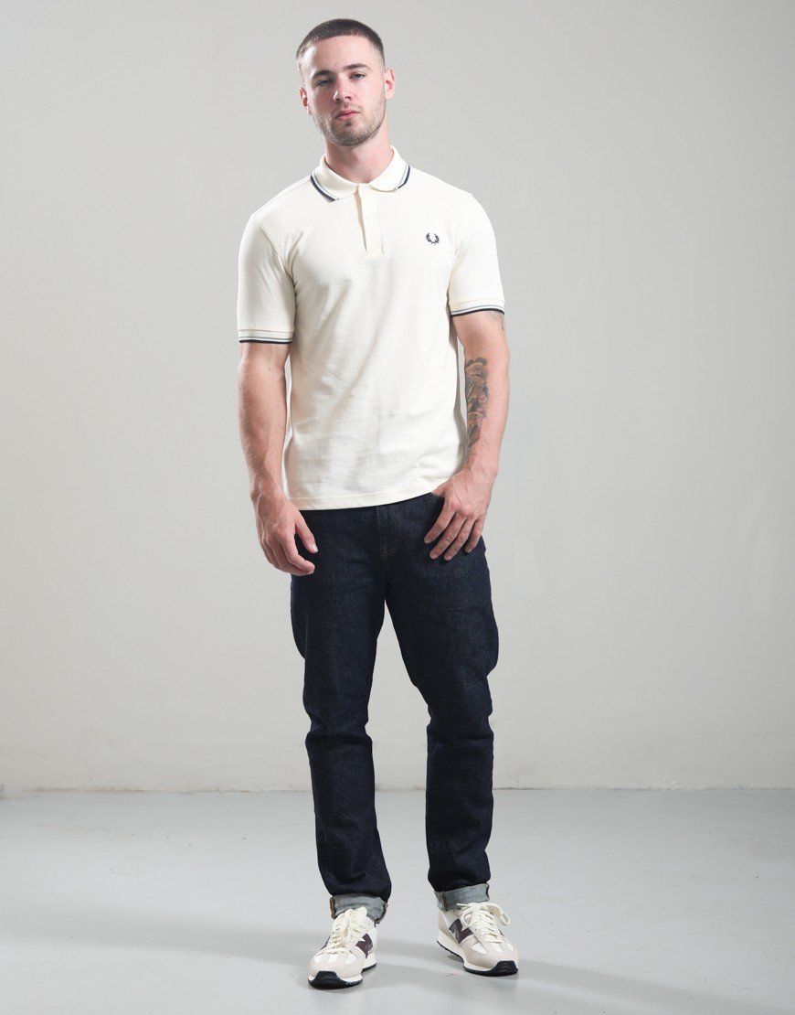Fred Perry Twin Tipped Polo Shirt Ecru/Seagrass/Dark Airforce