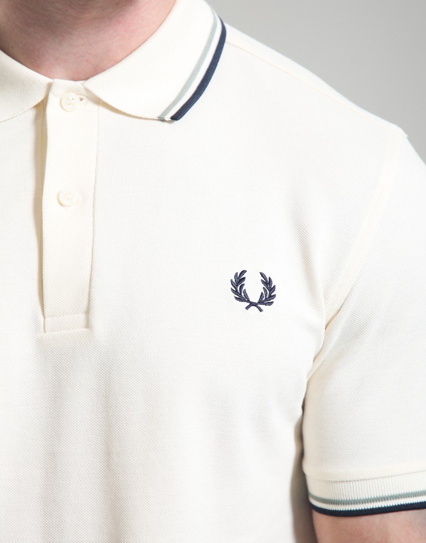 Fred Perry Twin Tipped Polo Shirt Ecru/Seagrass/Dark Airforce