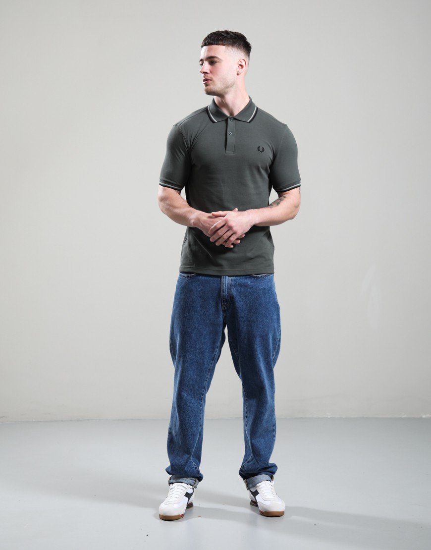 Fred Perry Twin Tipped Polo Shirt Field Green/Seagrass/Black