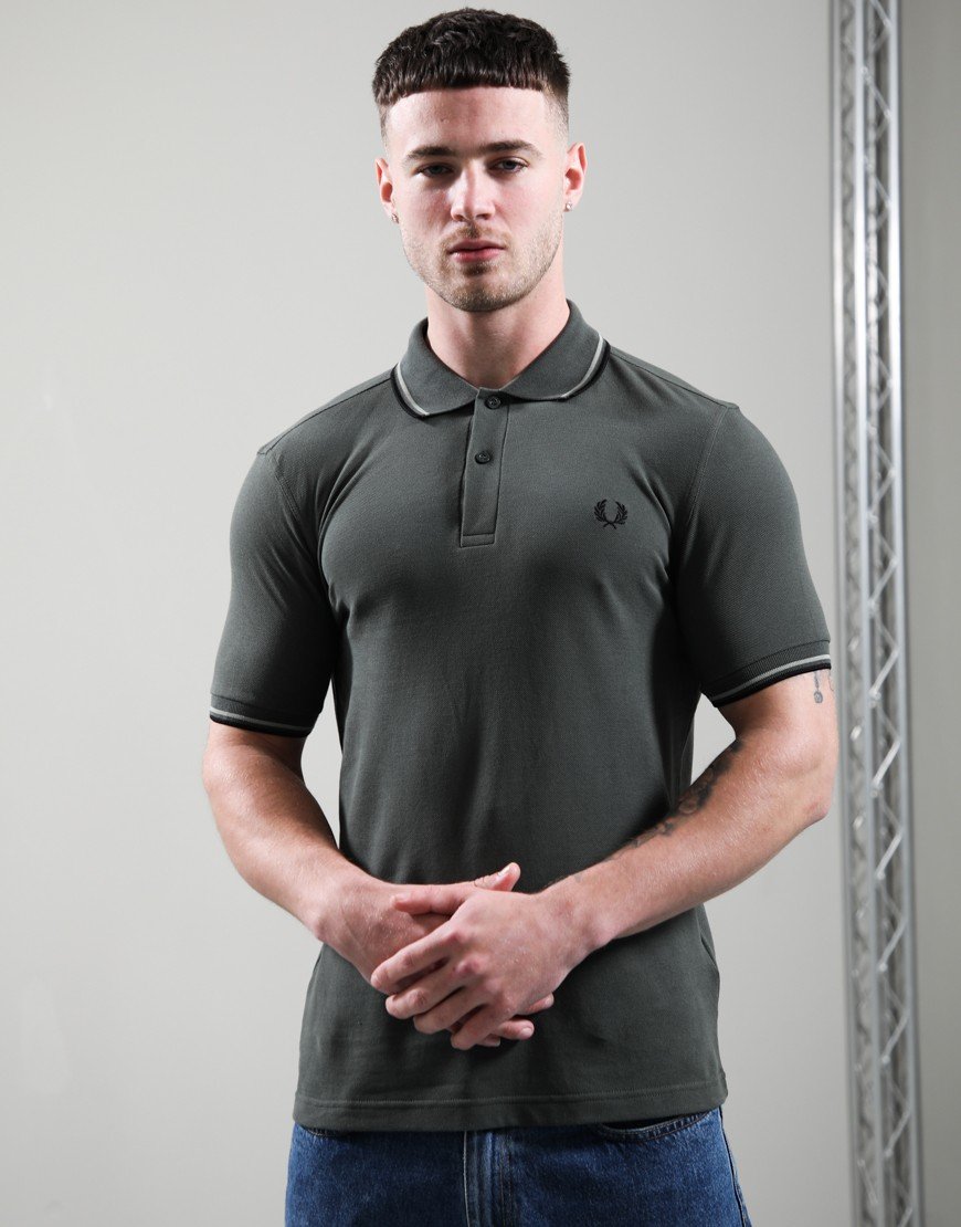 Fred Perry Twin Tipped Polo Shirt Field Green/Seagrass/Black