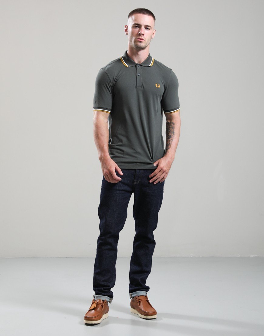 Fred Perry Twin Tipped Polo Shirt Field Green/Ecru/Golden
