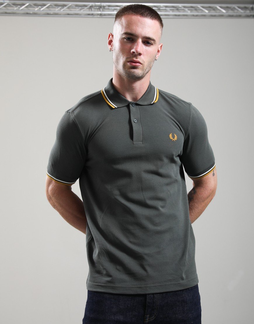 Fred Perry Twin Tipped Polo Shirt Field Green/Ecru/Golden
