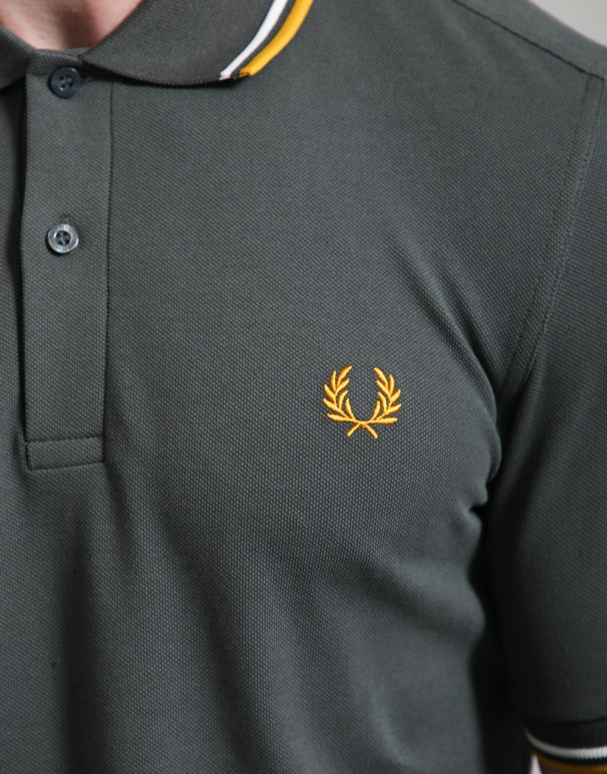 Fred Perry Twin Tipped Polo Shirt Field Green/Ecru/Golden