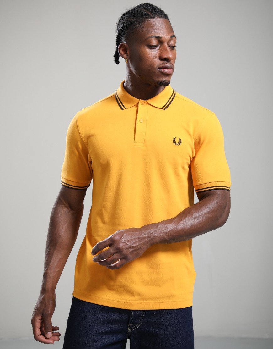 Fred Perry Twin Tipped Polo Shirt Golden/Rich Brown