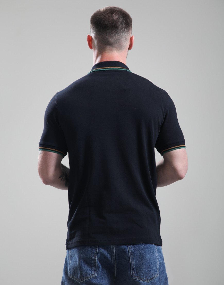 Fred Perry Twin Tipped Polo Shirt Navy/Dark Caramel/Sport Green