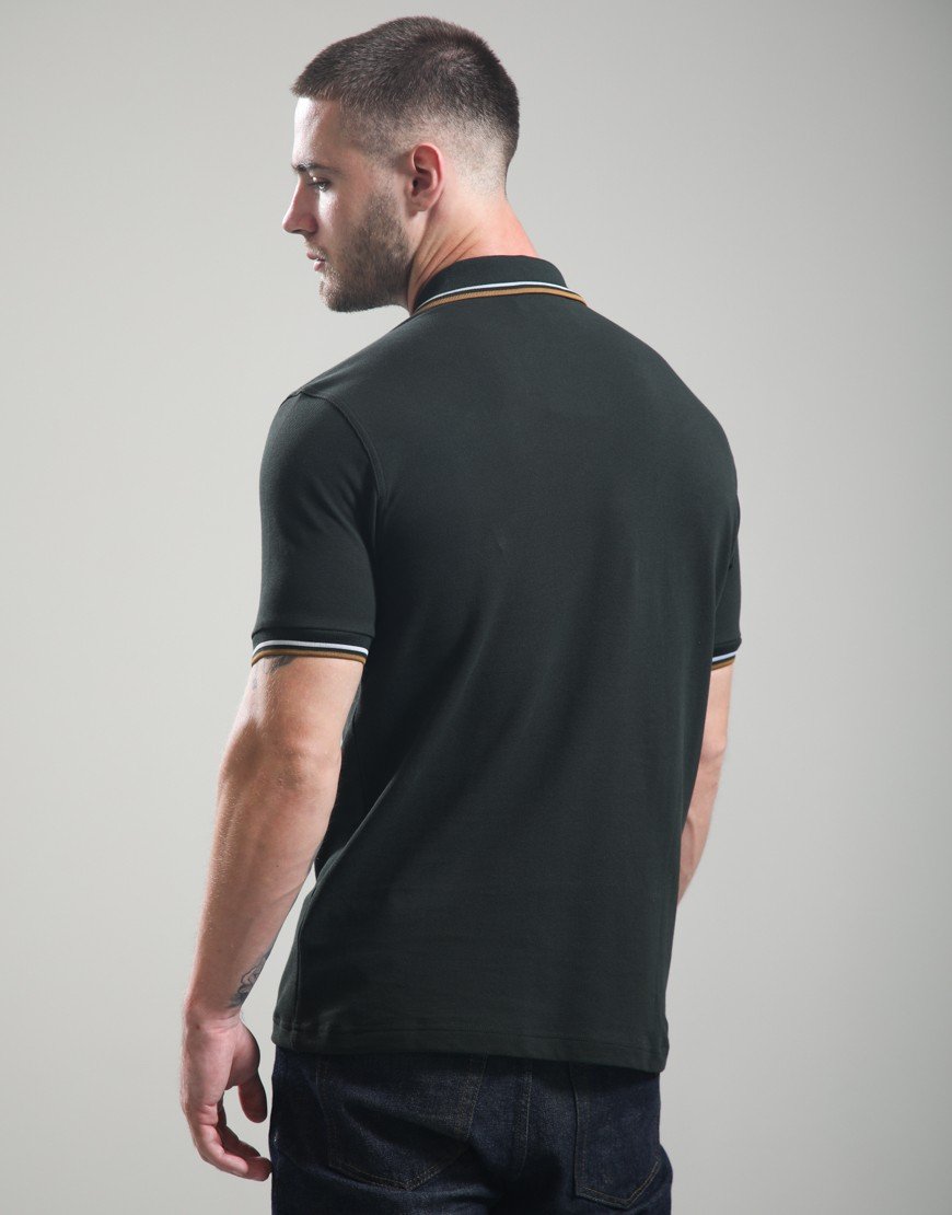 Fred Perry Twin Tipped Polo Shirt Night Green/Dusky Blue/Dark Caramel