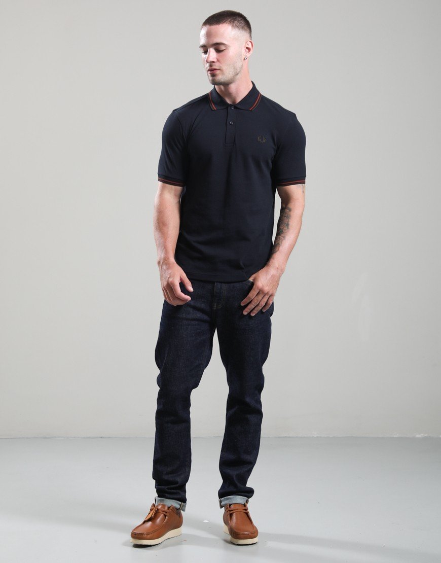 Fred Perry Twin Tipped Polo Shirt Navy/Brandy/Rich Brown