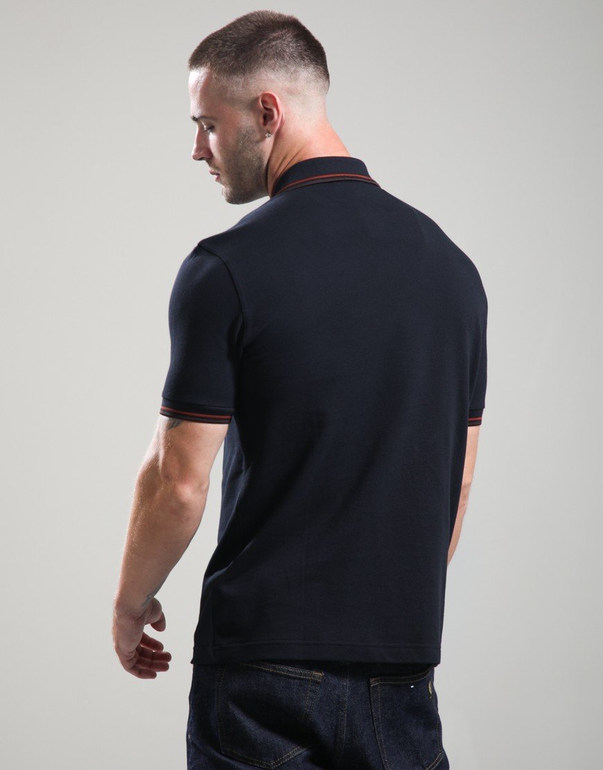 Fred Perry Twin Tipped Polo Shirt Navy/Brandy/Rich Brown