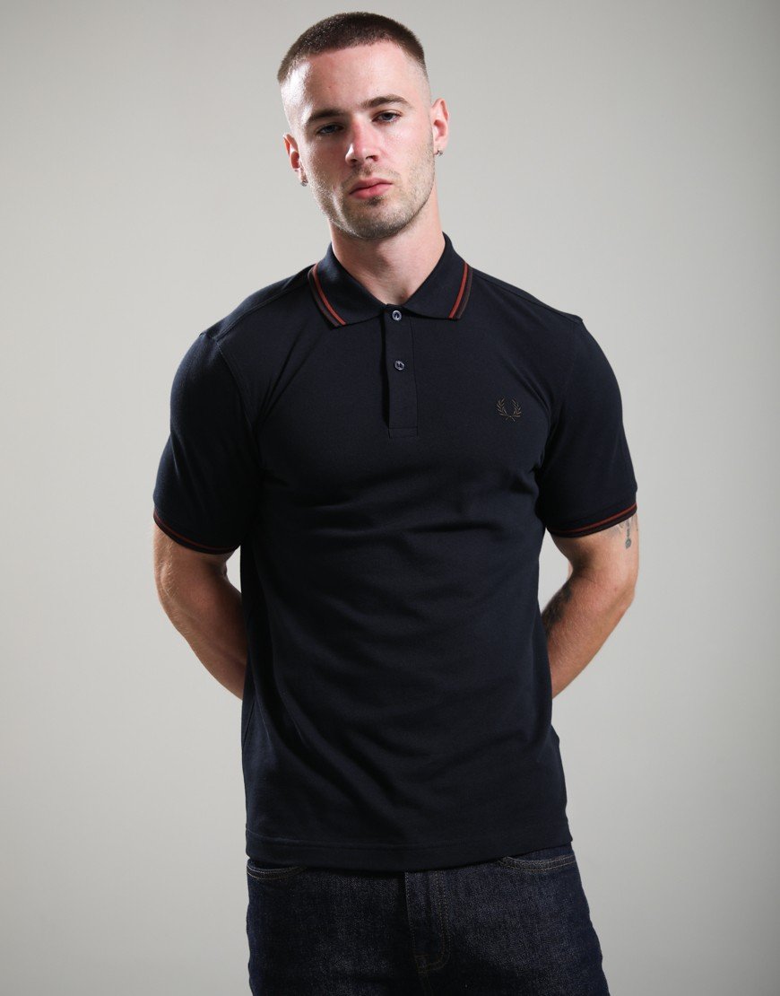 Fred Perry Twin Tipped Polo Shirt Navy/Brandy/Rich Brown