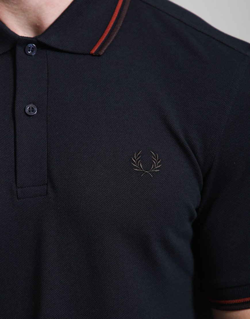 Fred Perry Twin Tipped Polo Shirt Navy/Brandy/Rich Brown